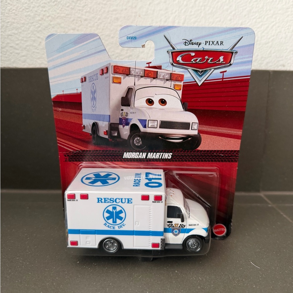 Morgan Martins White Rescue Ambulance Toy - Disney Pixar Die Cast Cars 2026 NIB